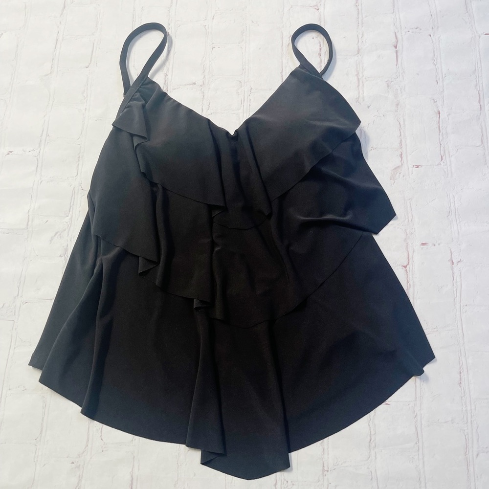 [Aqua Green] NWT black tiered swim tankini top SMALL